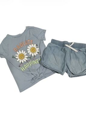 Garanimals Light Blue Girls "Radiate Happiness" Daisy Tee and Shorts Set